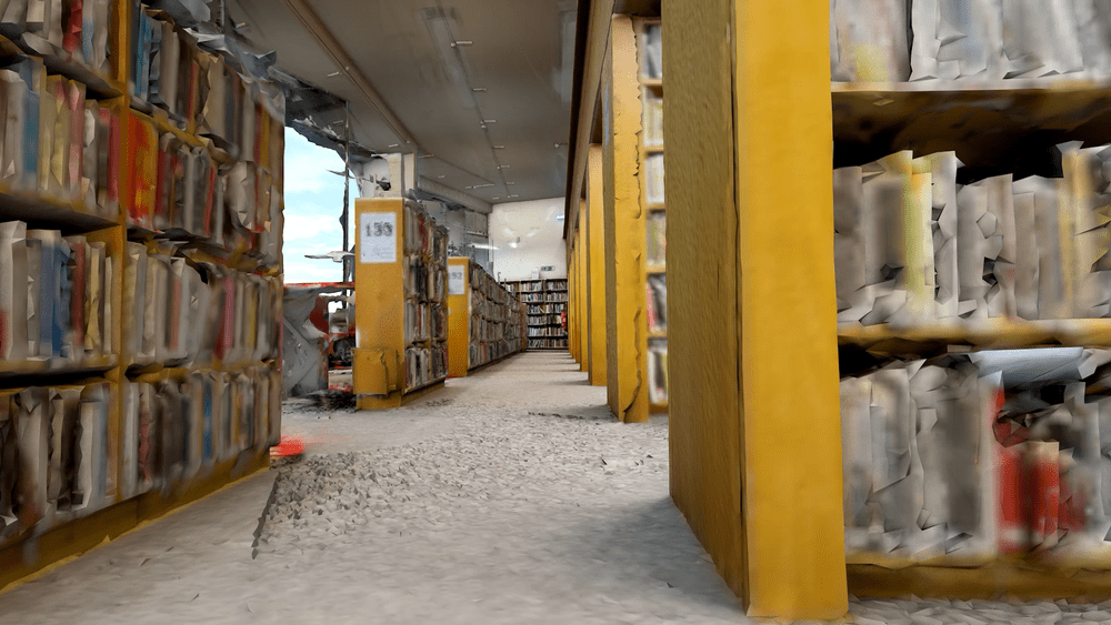 The Materialised Temporality of Dust — virtual library corridor
